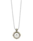 Luna 10mm Pearl & Diamond Pendant Necklace