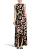 Sleeveless High-low Floral Maxi Dress W/ Back Cutout