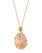 Large Pink Chalcedony & Crystal Vine Pendant Necklace