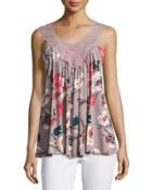 Floral-print Swing Tank, Purple Pattern