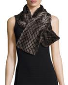 Croft Quilted Shearling Fur Scarf, Chocolate
