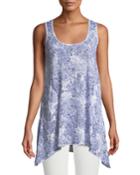 Feather Burnout Handkerchief Tunic Tank With Pockets
