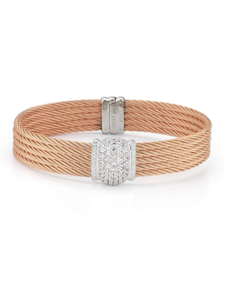 18k Multi-row Diamond & Sapphire Cable Bracelet, Rose