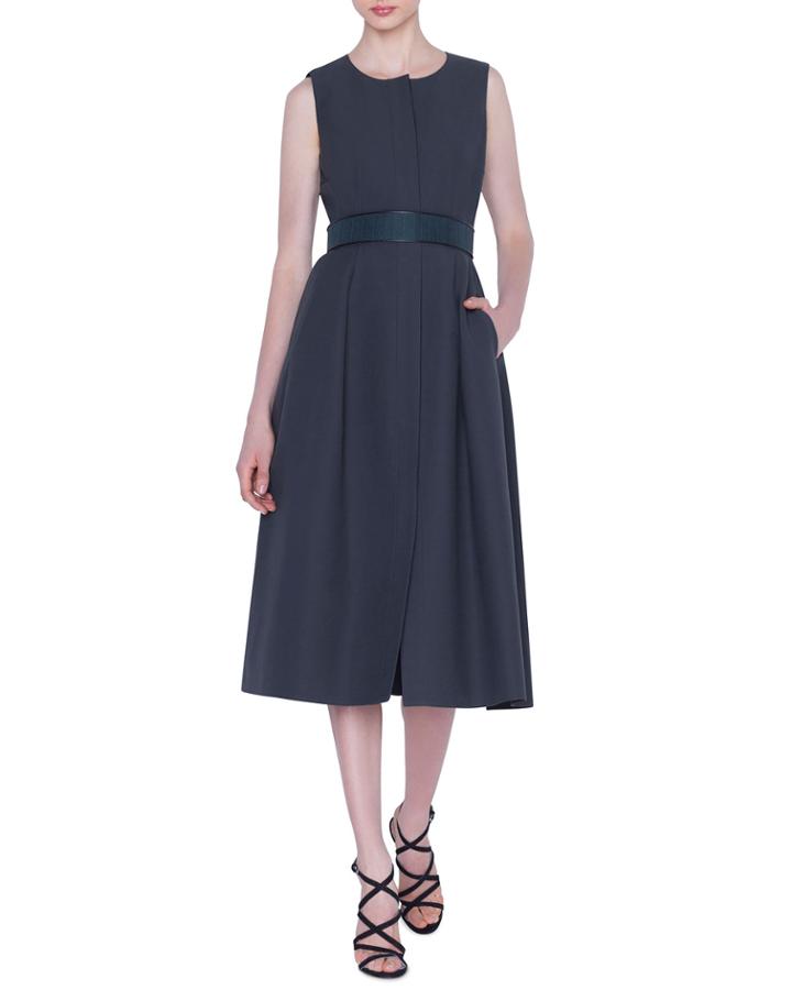 Button-front Belted Cotton Dress
