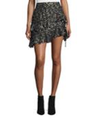 Tiered Ruffled Silk Chiffon Skirt With