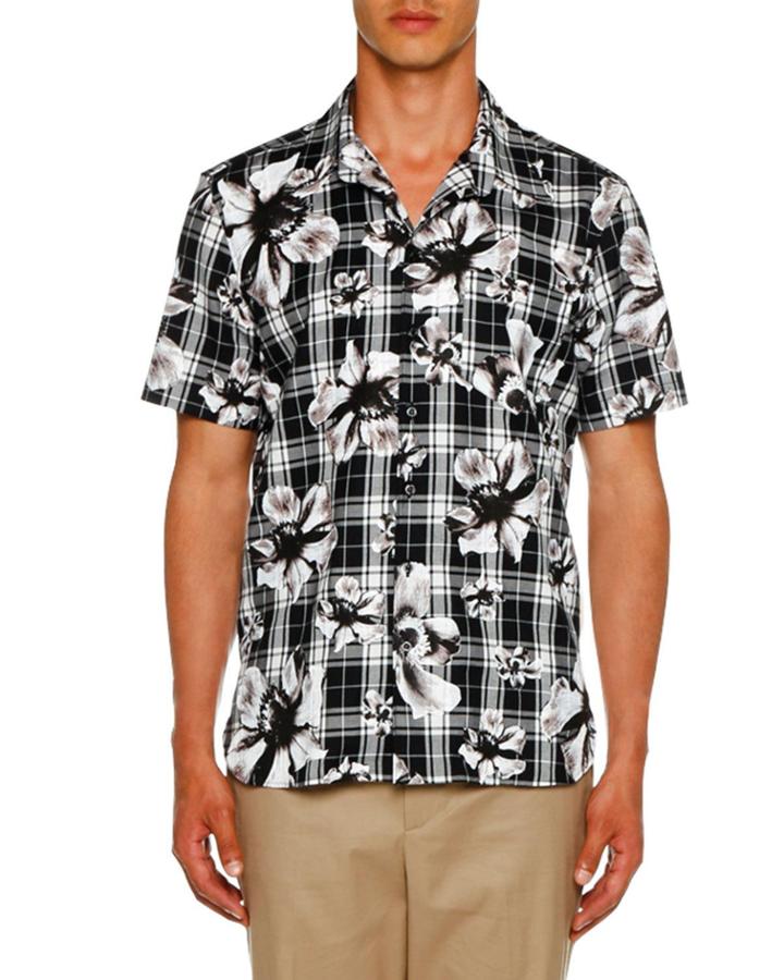 Men's Tartan Flowers Graphic