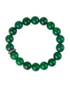 Green Onyx & Diamond Rondelle Stretch Bracelet