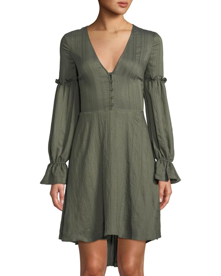 Long-sleeve Ruffle High-low Peasant Dress