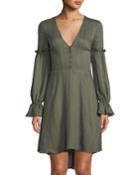 Long-sleeve Ruffle High-low Peasant Dress