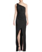 Kerri One-shoulder Ruched Sleeveless Gown