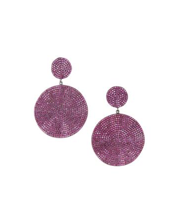 Galaxy Small Top And Large Drop Earrings, Red