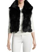 Fitted Rabbit Fur Vest, Black