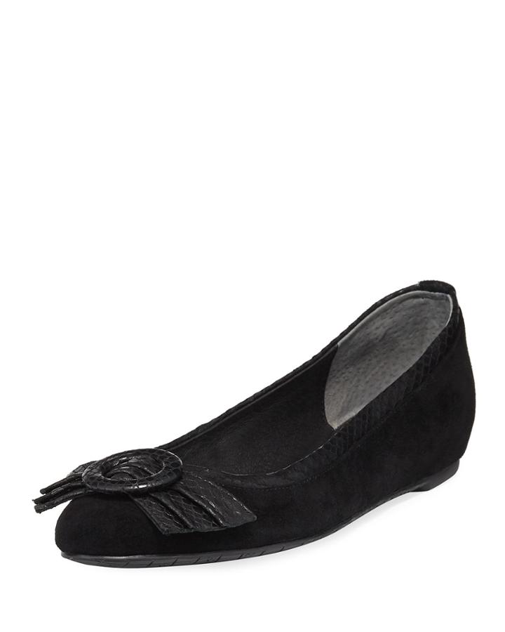 Pila Suede Snake-print Flat