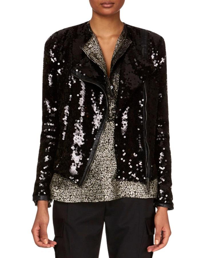 Zip-front Paillettes Jacket