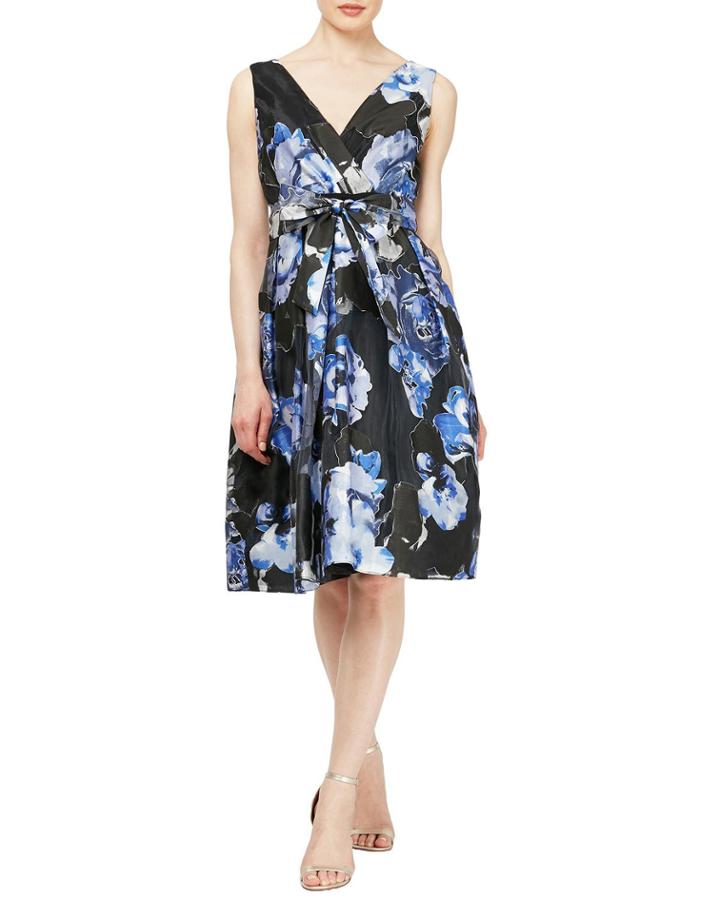Surplice Burnout Organza Party Dress