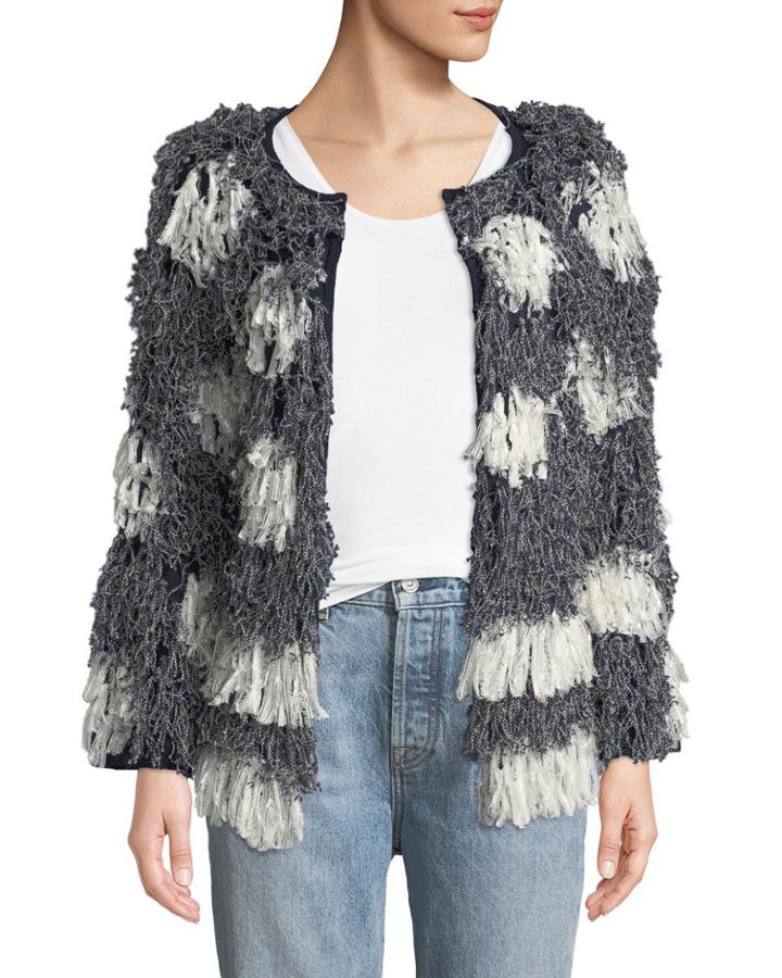 Kayes Pattern Long-sleeve Fringe Jacket