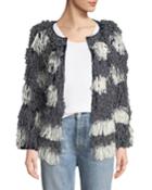 Kayes Pattern Long-sleeve Fringe Jacket