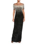 Pearl-embroidered Shimmer Column Gown