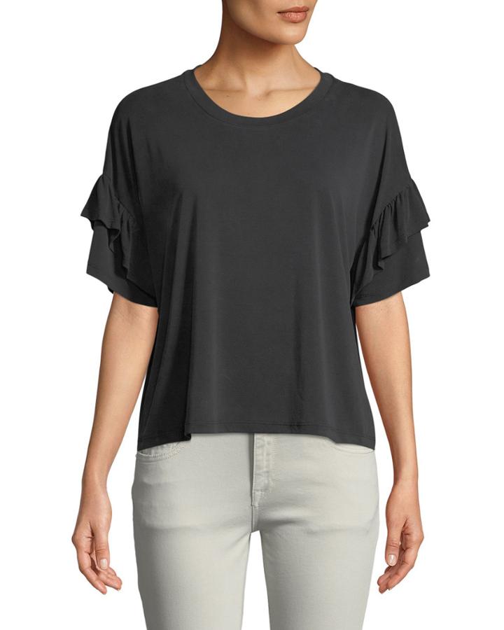 Ruffle-sleeved Tee