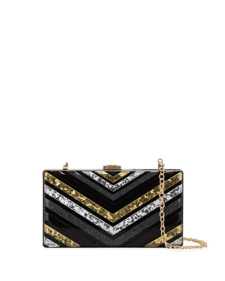 Crystal Embellished Resin Minaudiere Clutch Bag