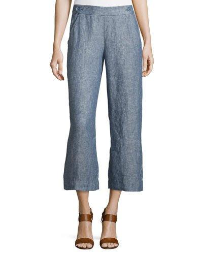 Linen Crop Pant, Indigo