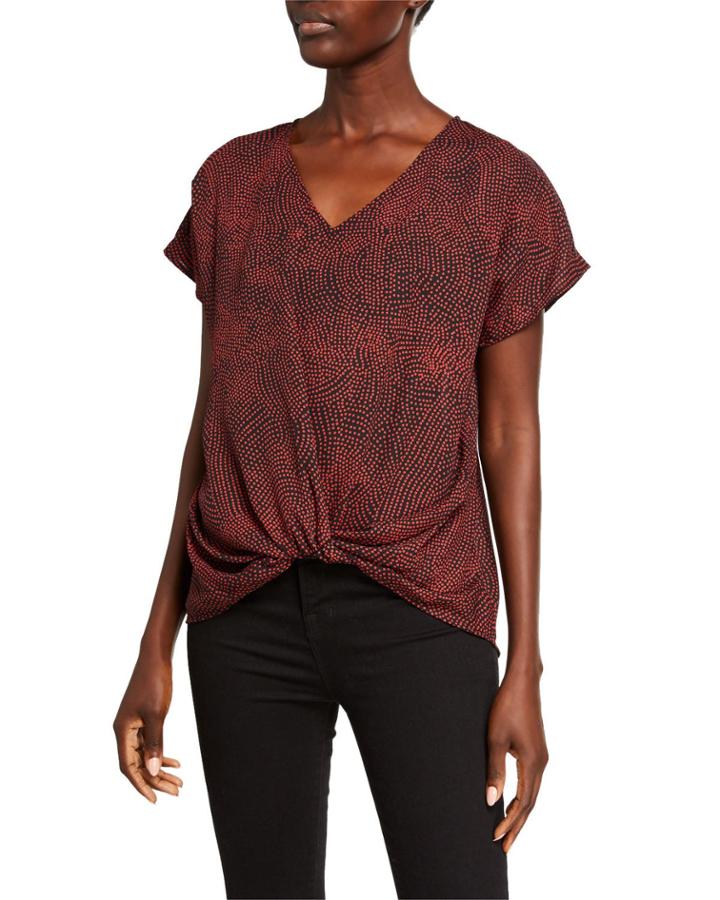 Twist-front Printed Top