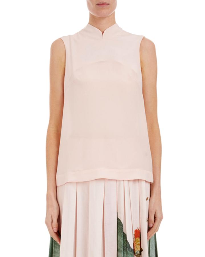 Sleeveless Mandarin-collar Easy Top