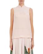 Sleeveless Mandarin-collar Easy Top