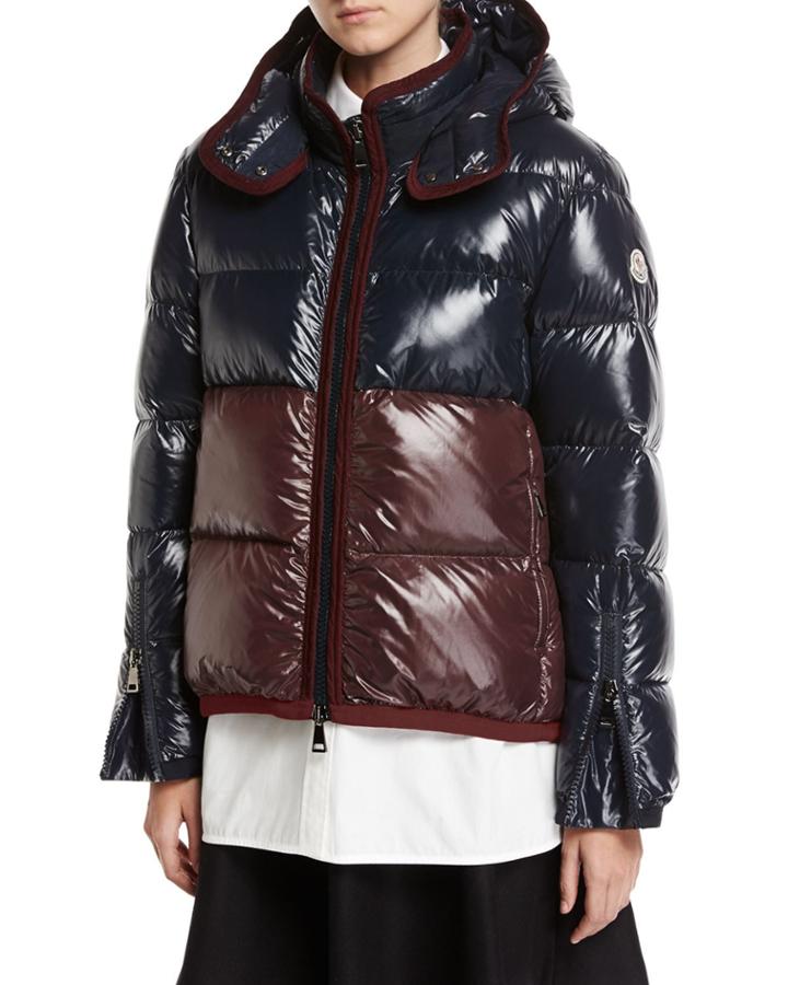 Cotinus Colorblocked Shiny Quilted Down Coat