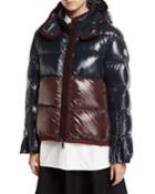 Cotinus Colorblocked Shiny Quilted Down Coat