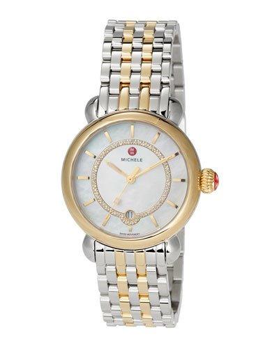36mm Csx Elegance Two-tone Bracelet Watch W/ Diamonds