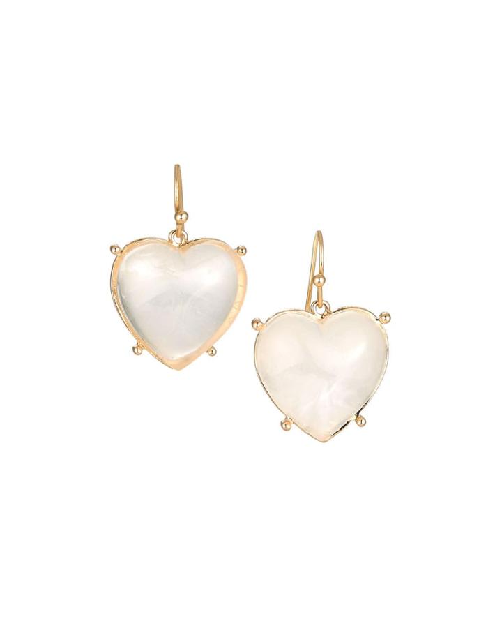 Heart-drop Earrings, White