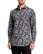 Men's Shaped-fit Floral-over-plaid