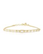 Baguette-bezel Chain Bracelet, White