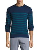 Striped Cotton Sweater, Dark Blue