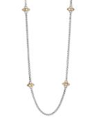 Amphitrite Silver Pearl-station Necklace,