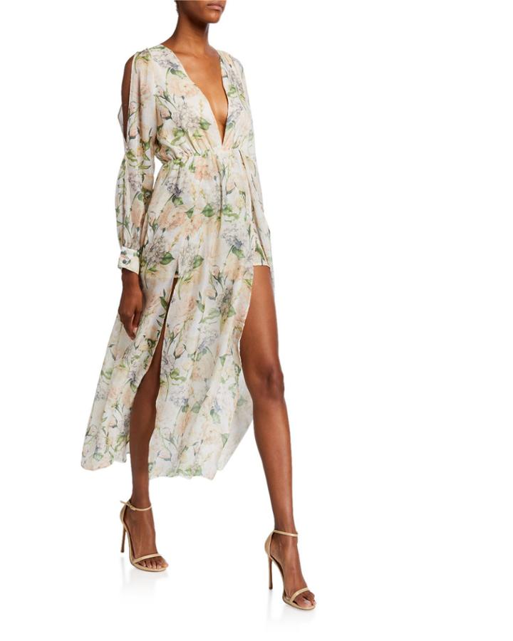 Floral Cold-shoulder Dress