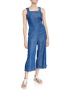 Tie-back Wide-leg Chambray Jumpsuit
