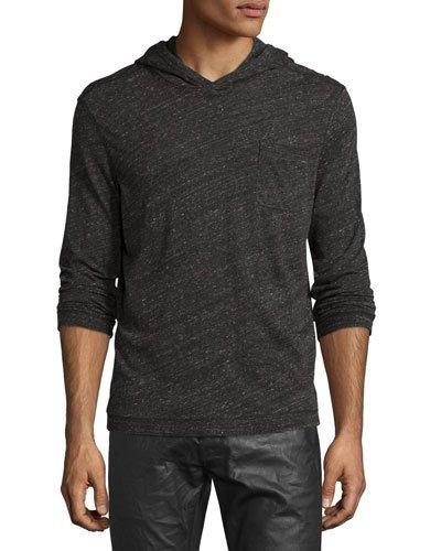 Marled Knit Pullover Hoodie, Coal