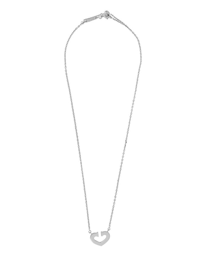 18k White Gold Open Heart Necklace