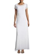 Embroidered Short-sleeve Maxi Dress,