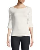 3/4-sleeve Ruffle-cuff Tee