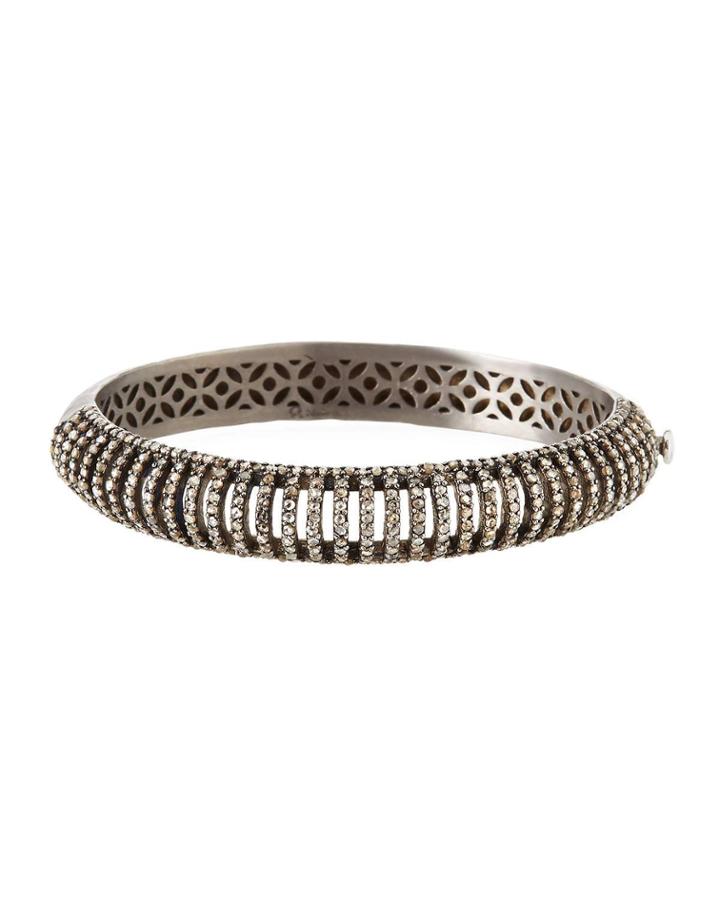 Slit Champagne Diamond Pav&eacute; Bangle