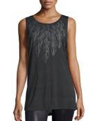 Feather Graphic Muscle Tank, Black/heather