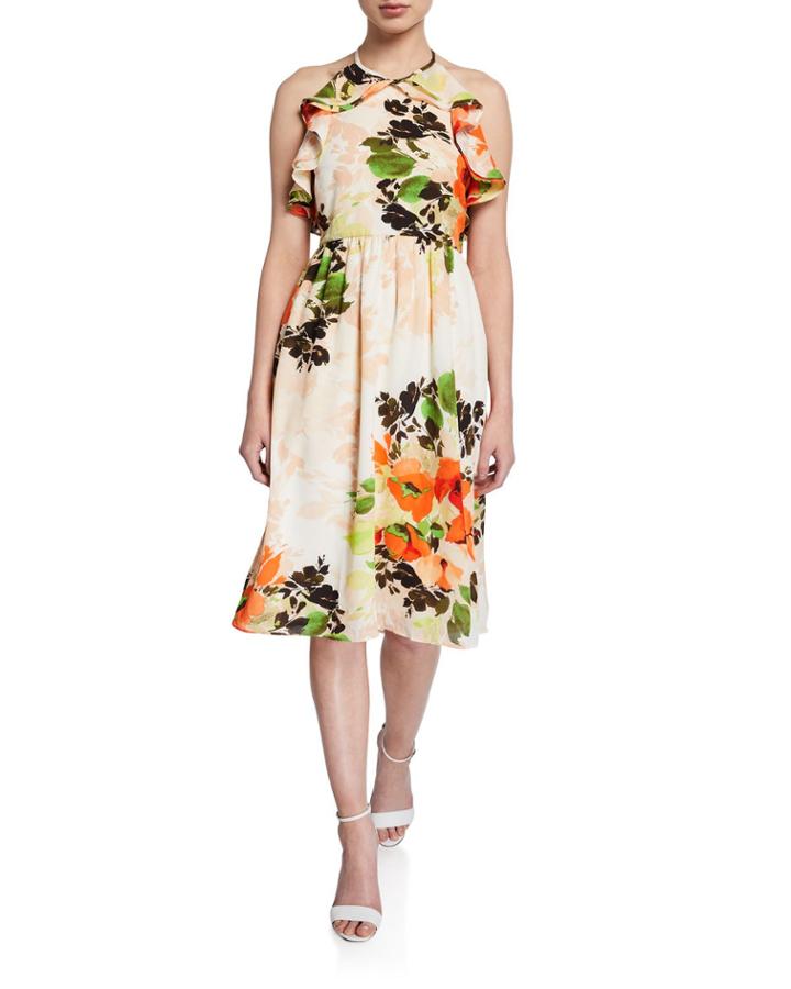 Floral Fit-&-flare Ruffle Dress