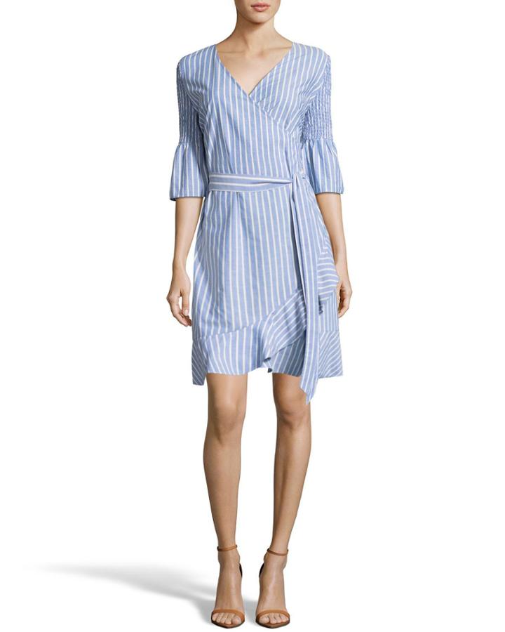 Ruffled Half-sleeve Wrap Dress