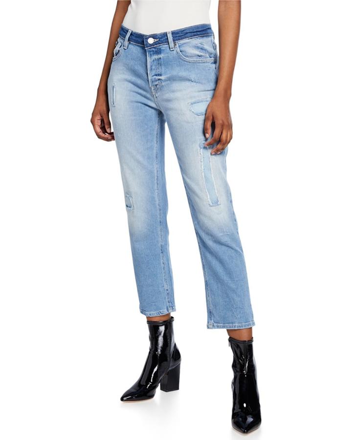 Elios Denim Destroyed Cropped Jeans