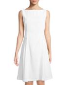 Nina Sleeveless Linen-stretch Bateau-neck Fit-&-flare Dress