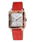 Bari Limited Edition Diamond Leather Strap Watch, Red