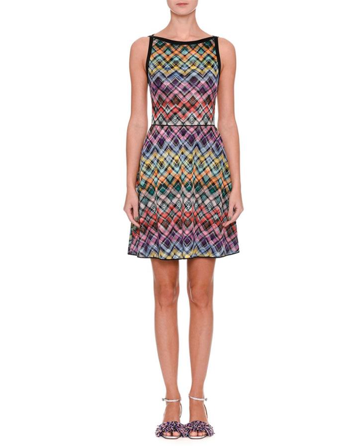 Sleeveless Flared Zigzag Dress